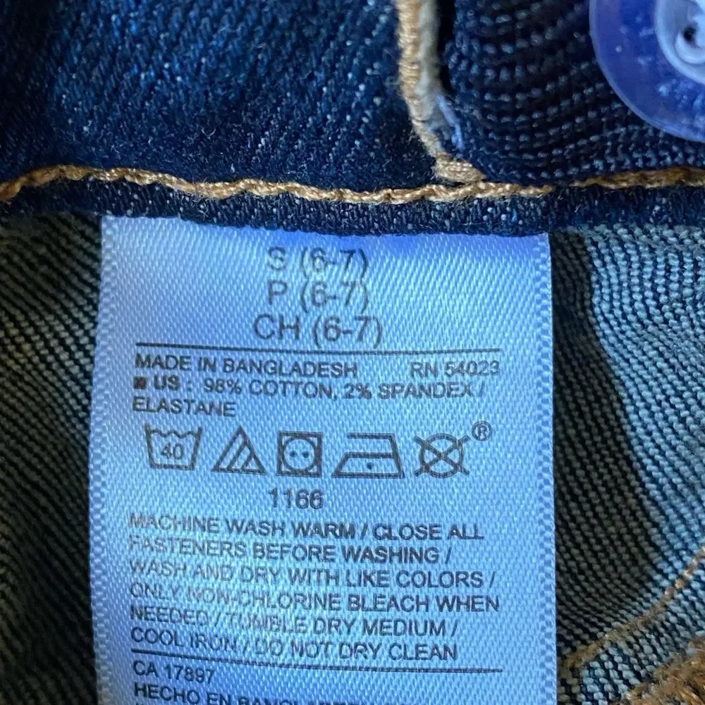 Old Navy Kids Pull-On Skinny Jeans Size S (6-7) Adjustable Waist Dark Wash Denim